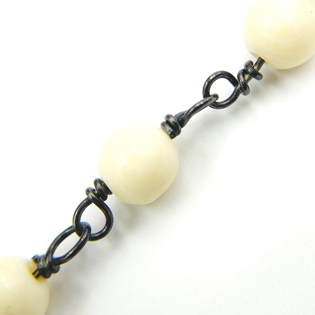 Resin Round Shape Oxidized 925 Sterling Silver Wire Chain.