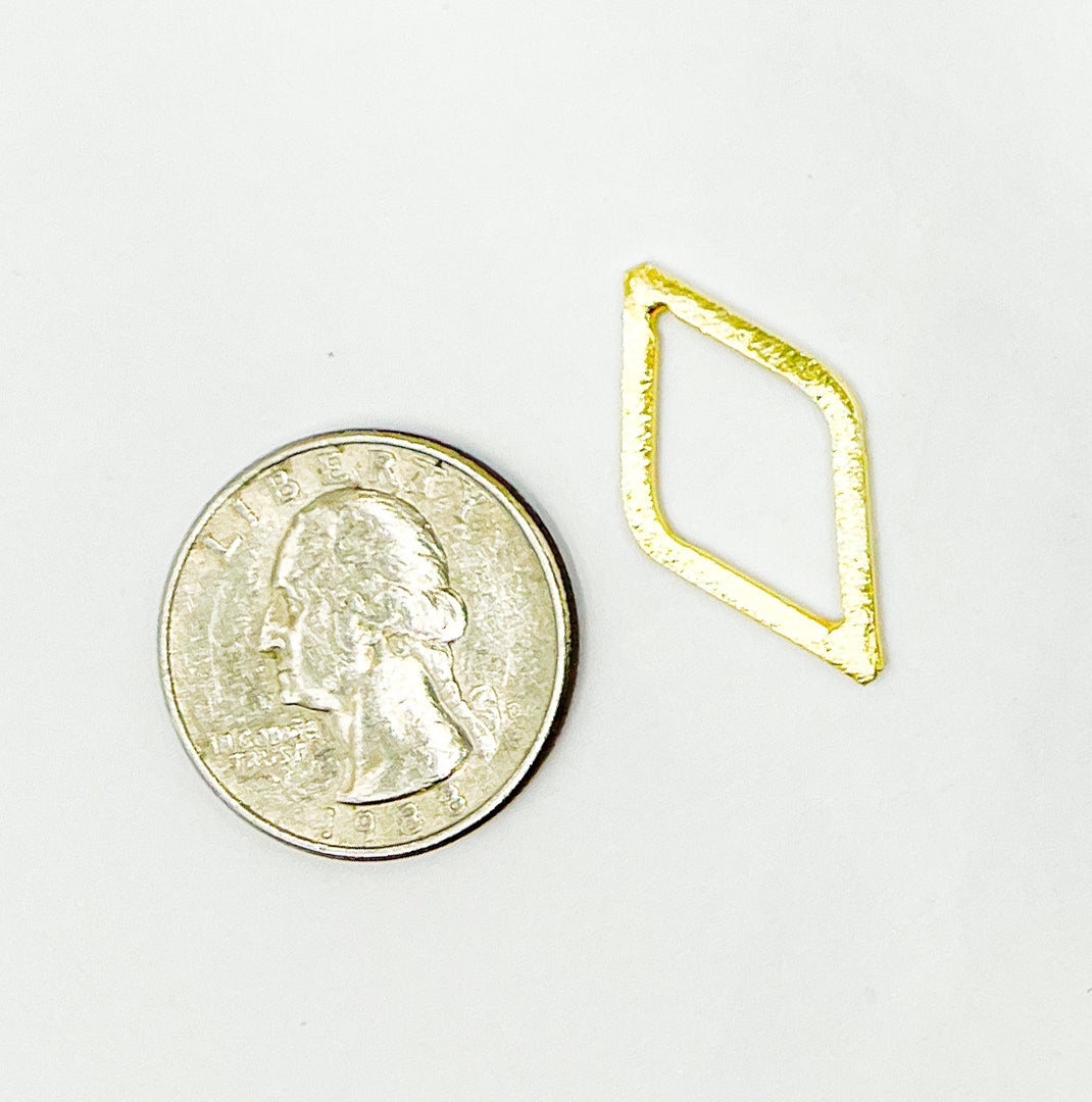 Gold Plated 925 Sterling Silver Diamond Shape 25x15mm