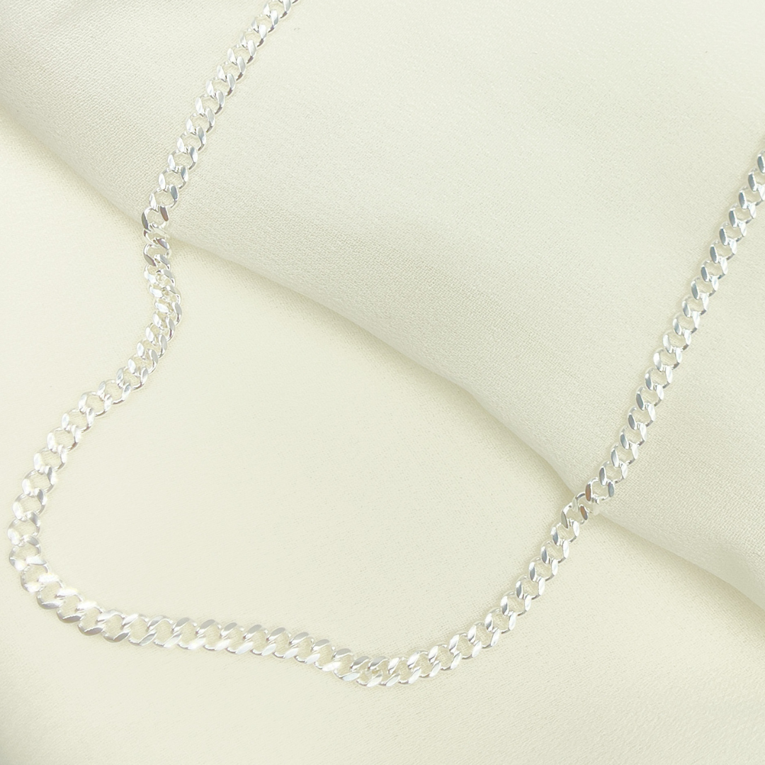 925 Sterling Silver Curb Monaco Necklace. 10014810GDNecklace