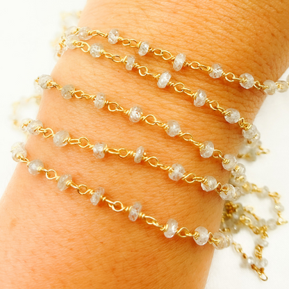 Natural Zircon Gold Plated Wire Chain.
