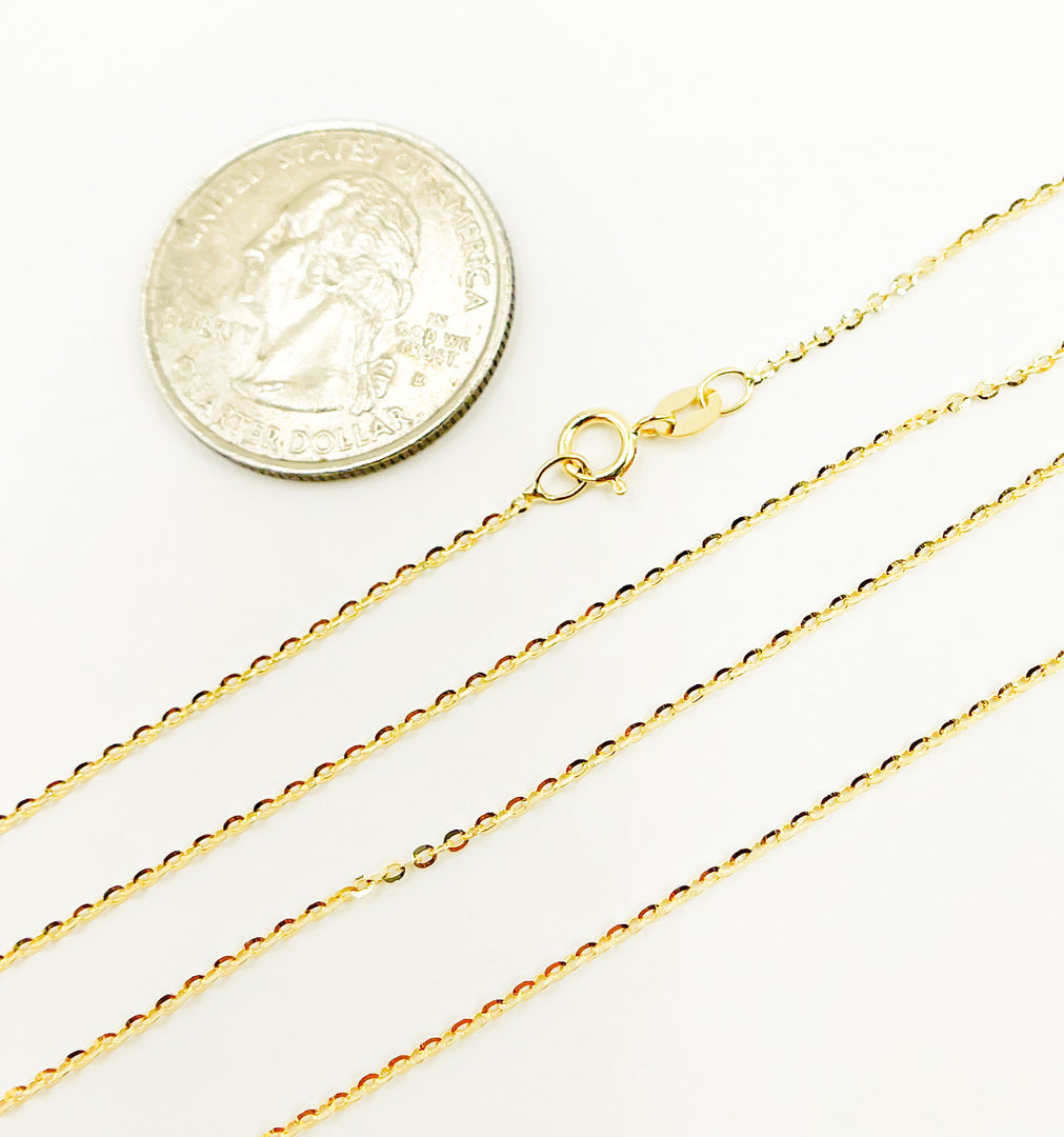 030R08BFL4L024. 14K Solid Gold Flat Cable Chain