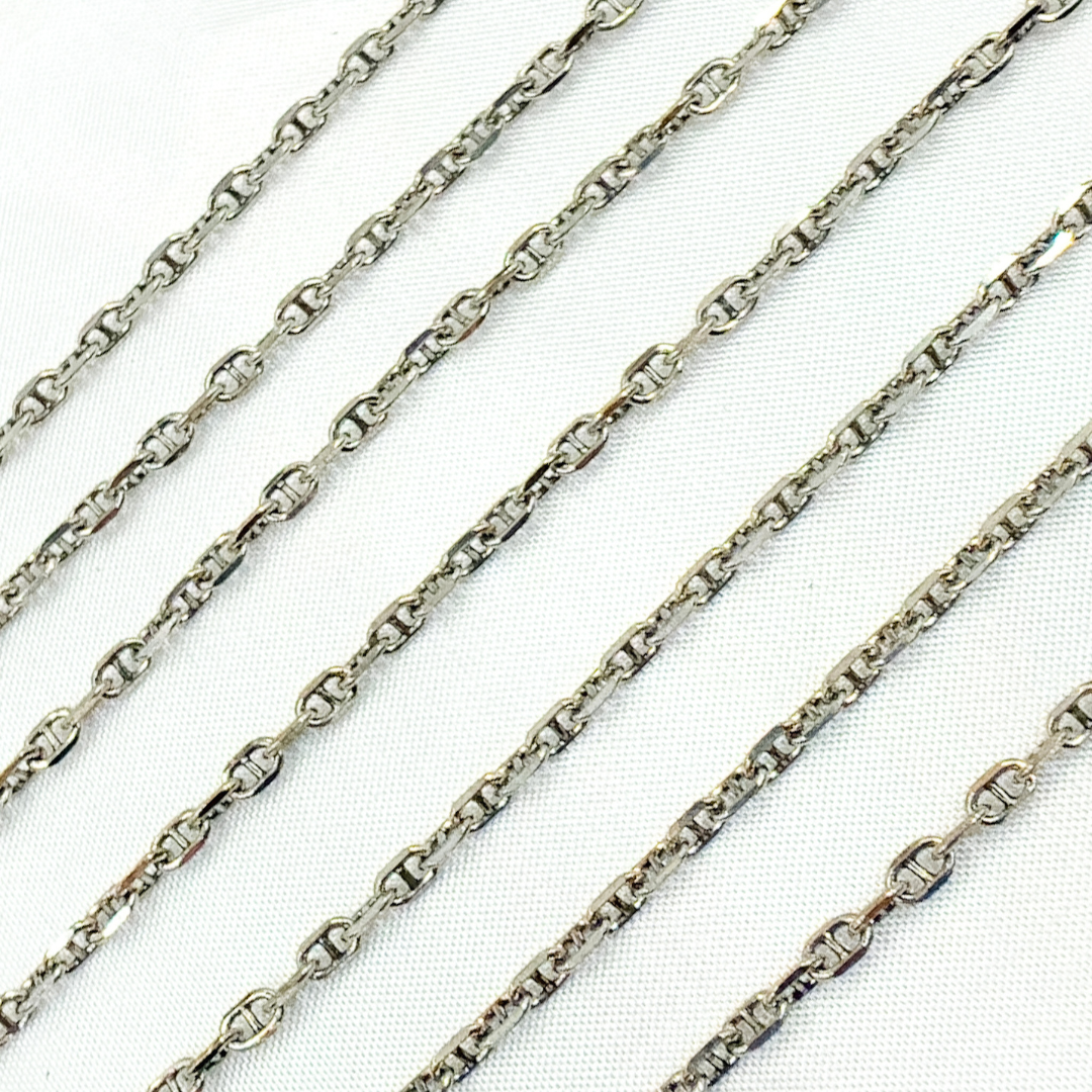 Oxidized 925 Sterling Silver Diamond Cut Marina Link Chain. Y70OX