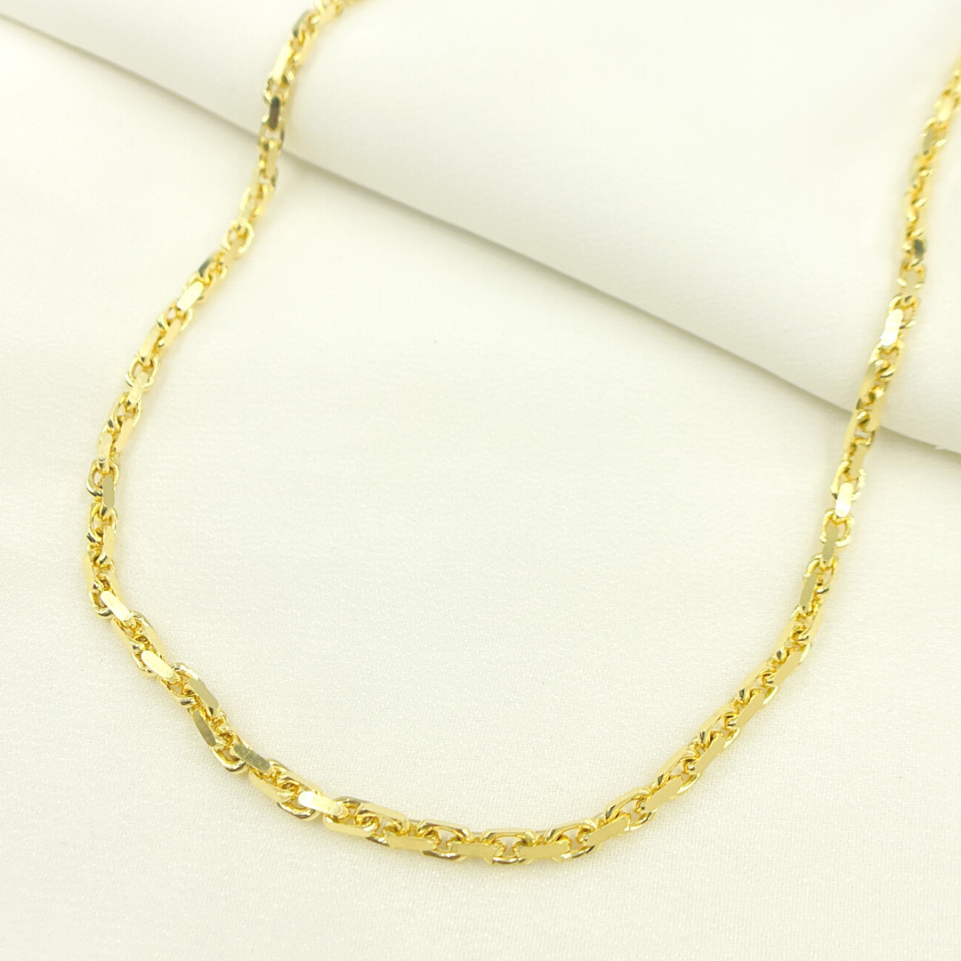 14K Solid Gold Diamond Cut Box Link Chain
