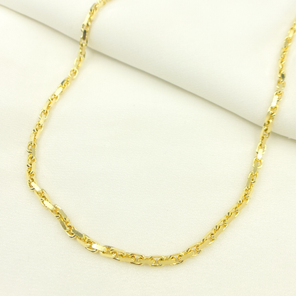 14K Solid Gold Diamond Cut Box Link Chain