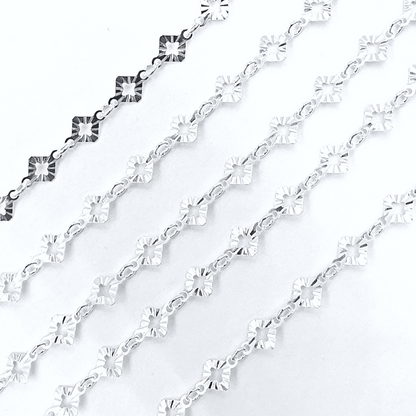 Sterling Silver Hammered Diamond Shape Link Chain
