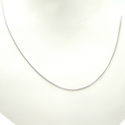 14K Solid White Gold Wheat Chain