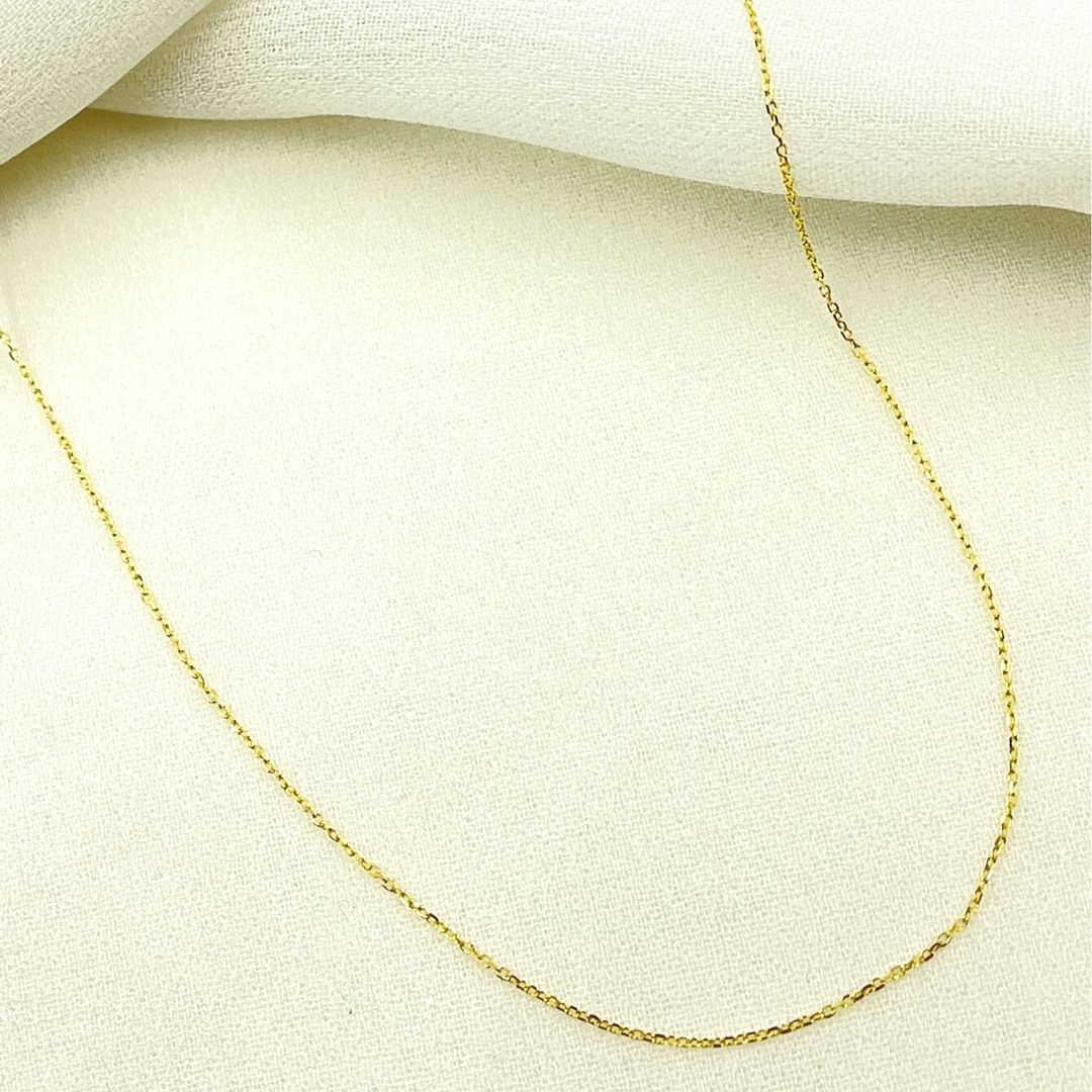 14K Solid Yellow Gold Diamond Cut Cable Link Chain