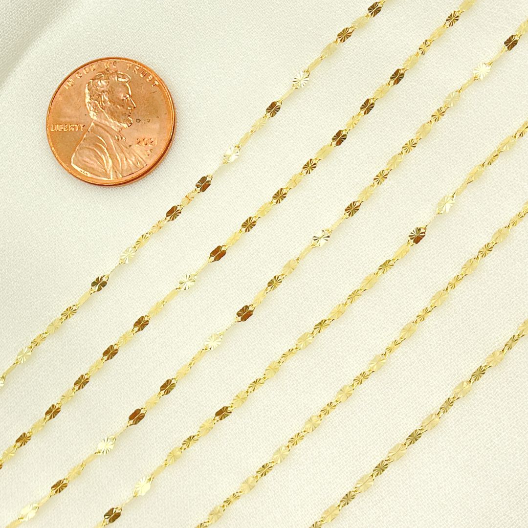 14k Solid Yellow Gold Diamond Cut Marina Chain