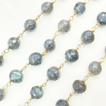 Load image into Gallery viewer, Coated Labradorite Round Shape Gold Plated Wire Chain. CLB41
