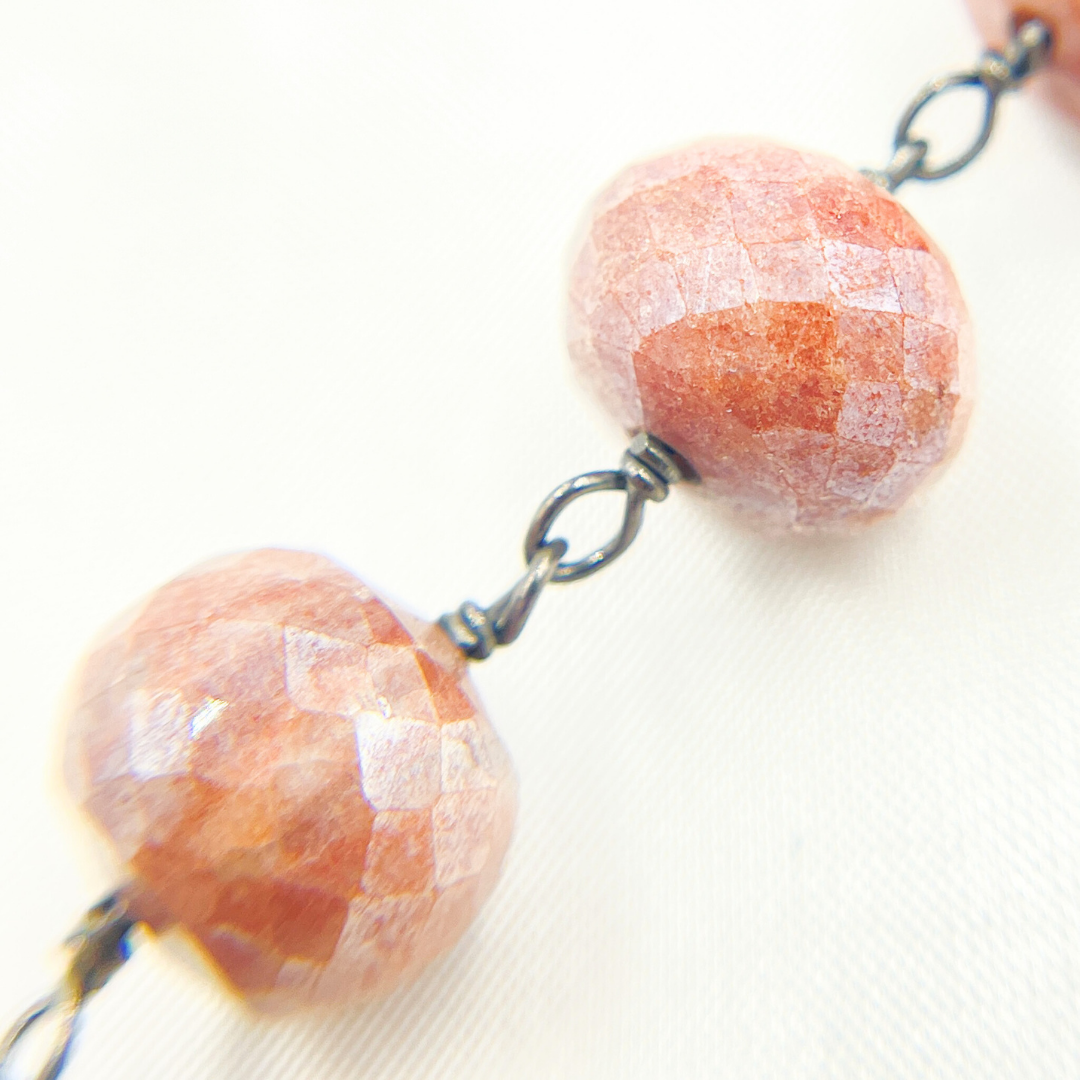 Coated Agate Peach Oxidized Wire Chain