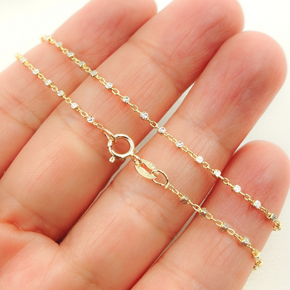 14K Solid Yellow Gold Satellite Cubes Chains