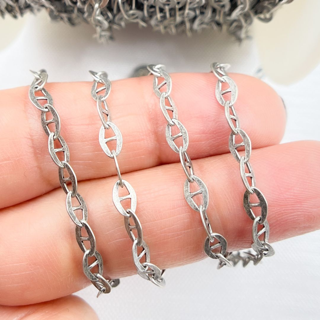 Oxidized 925 Sterling Silver Marina Chain. Z51OX