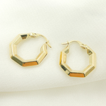 Load image into Gallery viewer, GER132. 14K Solid Gold Hexagon Hoop
