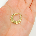 Load image into Gallery viewer, 14K Solid Gold Hexagon Hoop