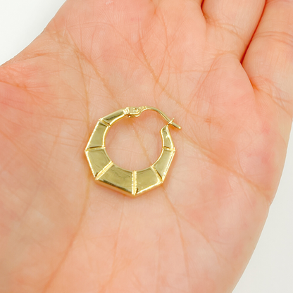 14K Solid Gold Hexagon Hoop