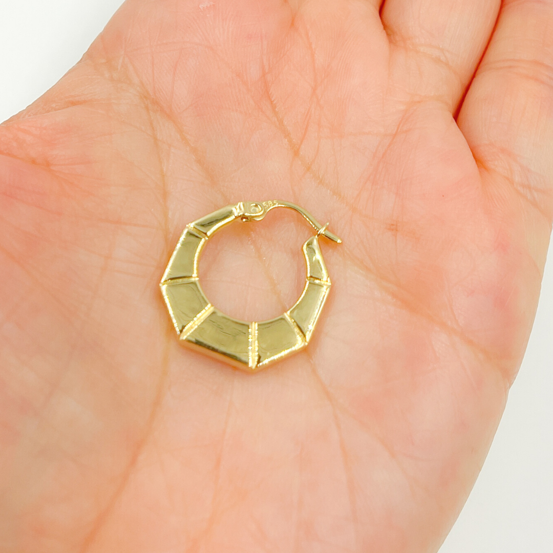 14K Solid Gold Hexagon Hoop