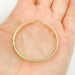 Load image into Gallery viewer, 14K Solid Gold Flat Round Hoop Earrings with Texture.