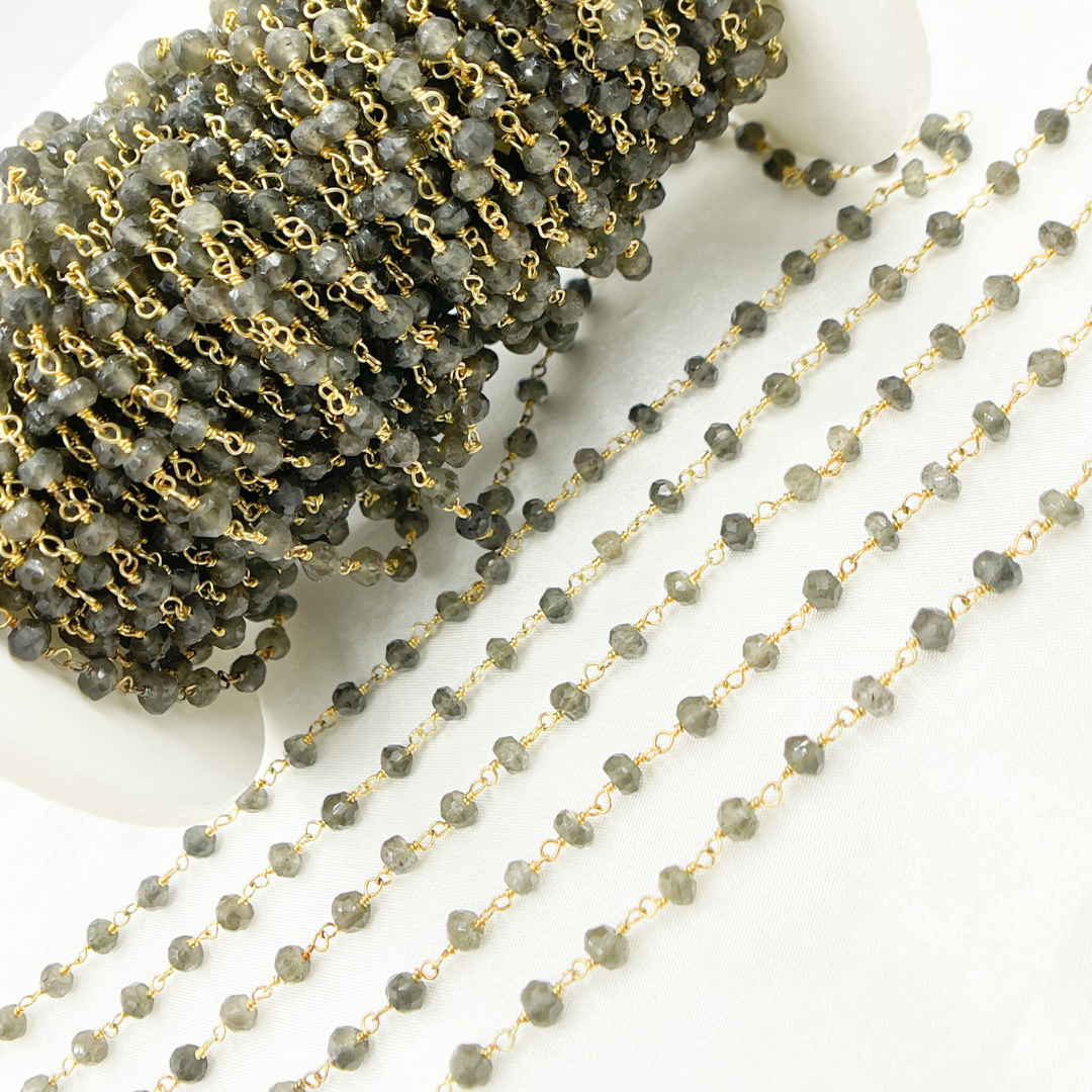 Smoky Quartz Gold Plated Wire Chain.