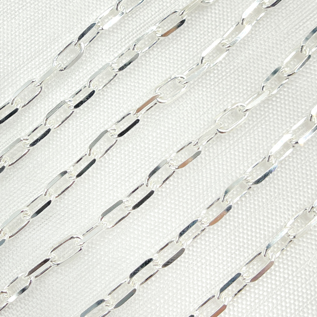 V183SS. Sterling Silver Diamond Cut Paperclip Link Chain