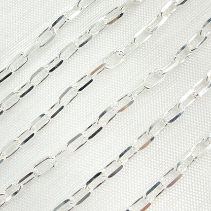 V183SS. Sterling Silver Diamond Cut Paperclip Link Chain