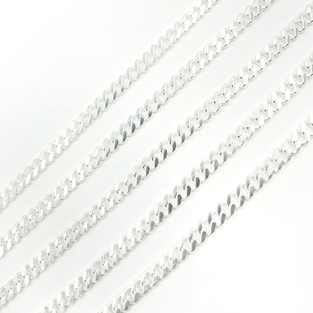 925 Matt Sterling Silver Flat Curb Chain