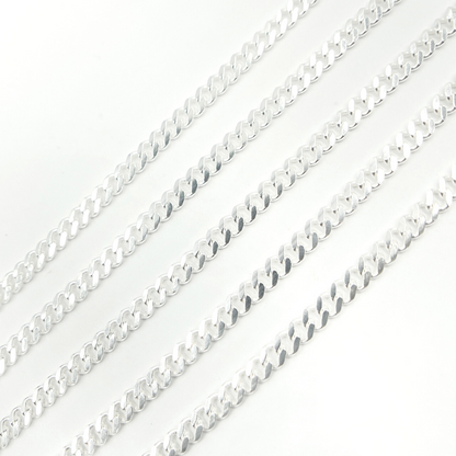 925 Matt Sterling Silver Flat Curb Chain