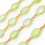 Load image into Gallery viewer, Prehnite Oval Shape Bezel Gold Plated 925 Sterling Silver Wire Chain. PR2
