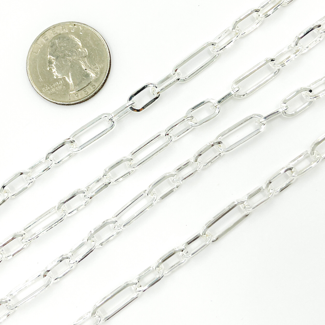 925 Sterling Silver Flat Paper Clip Chain.