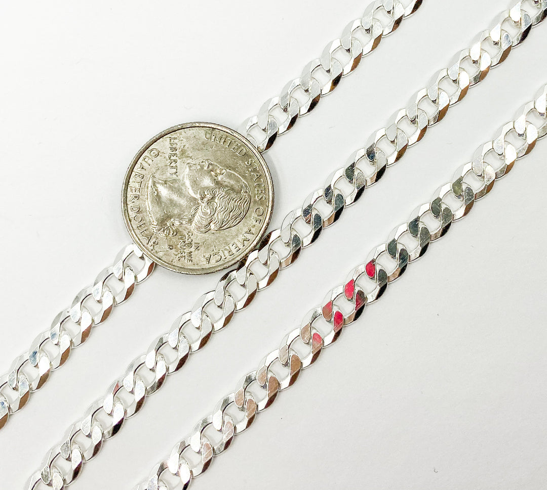 925 Sterling Silver Flat Curb Chain. Y74SS