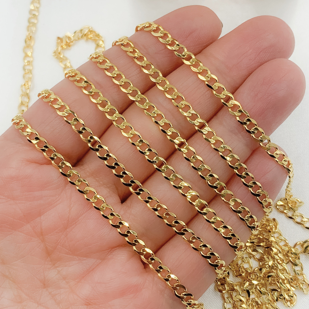 Gold Plated 925 Sterling Silver Curb Chain. Y71GP