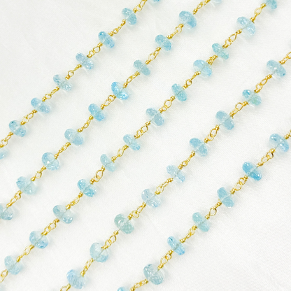 Sky Blue Topaz Gold Plated 925 Sterling Silver Wire Chain