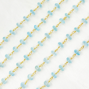Sky Blue Topaz Gold Plated 925 Sterling Silver Wire Chain
