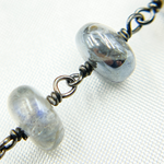 Load image into Gallery viewer, Coated Labradorite Rondel Smooth Oxidized Wire Chain. CLB49
