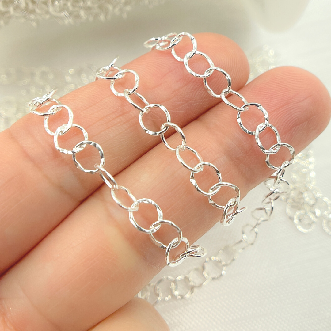 Sterling Silver Hammered Circle Chain