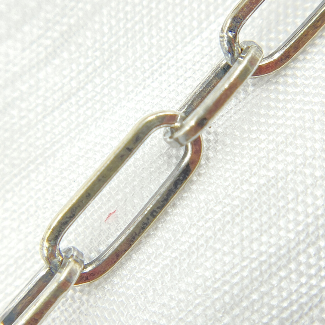 Oxidized Sterling Silver Shinny Flat Paperclip Link Chain