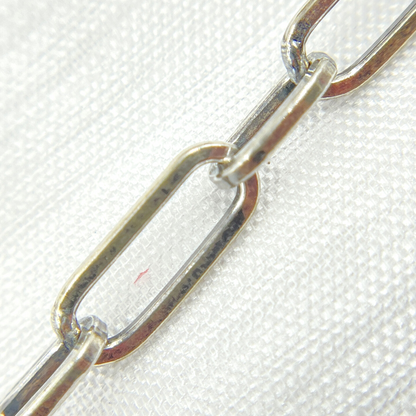 Oxidized Sterling Silver Shinny Flat Paperclip Link Chain