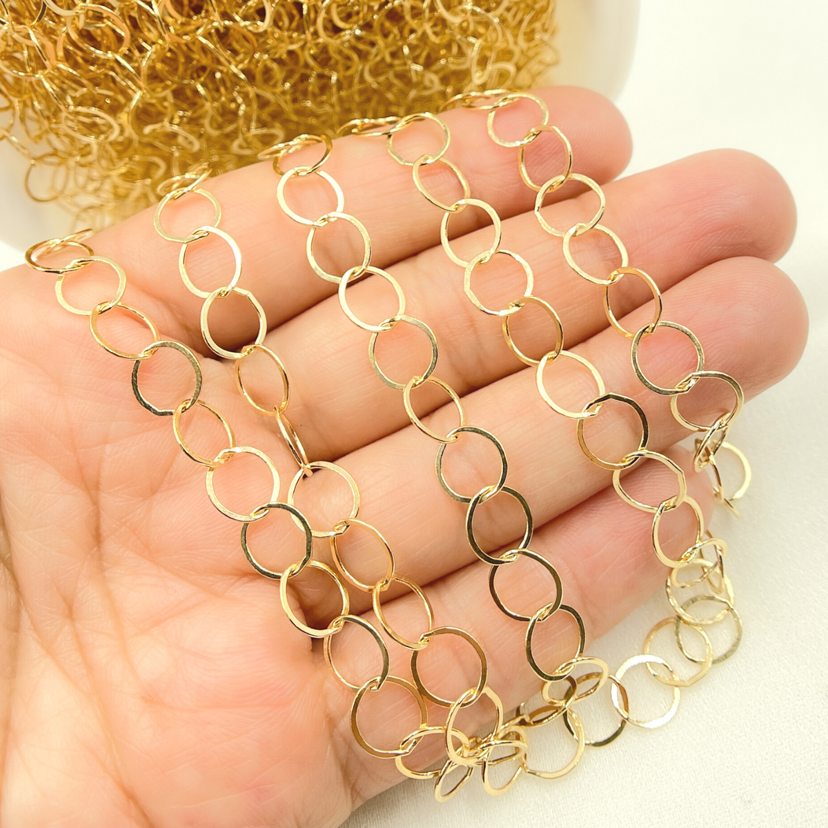 14K Gold Filled Flat Round Link Chain