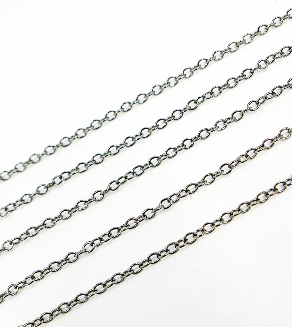 Black Rhodium 925 Sterling Silver Cable Link Chain. BR6