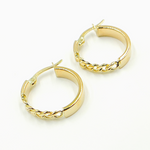 Load image into Gallery viewer, 14K Solid Gold Hoop with Flat and Curb section