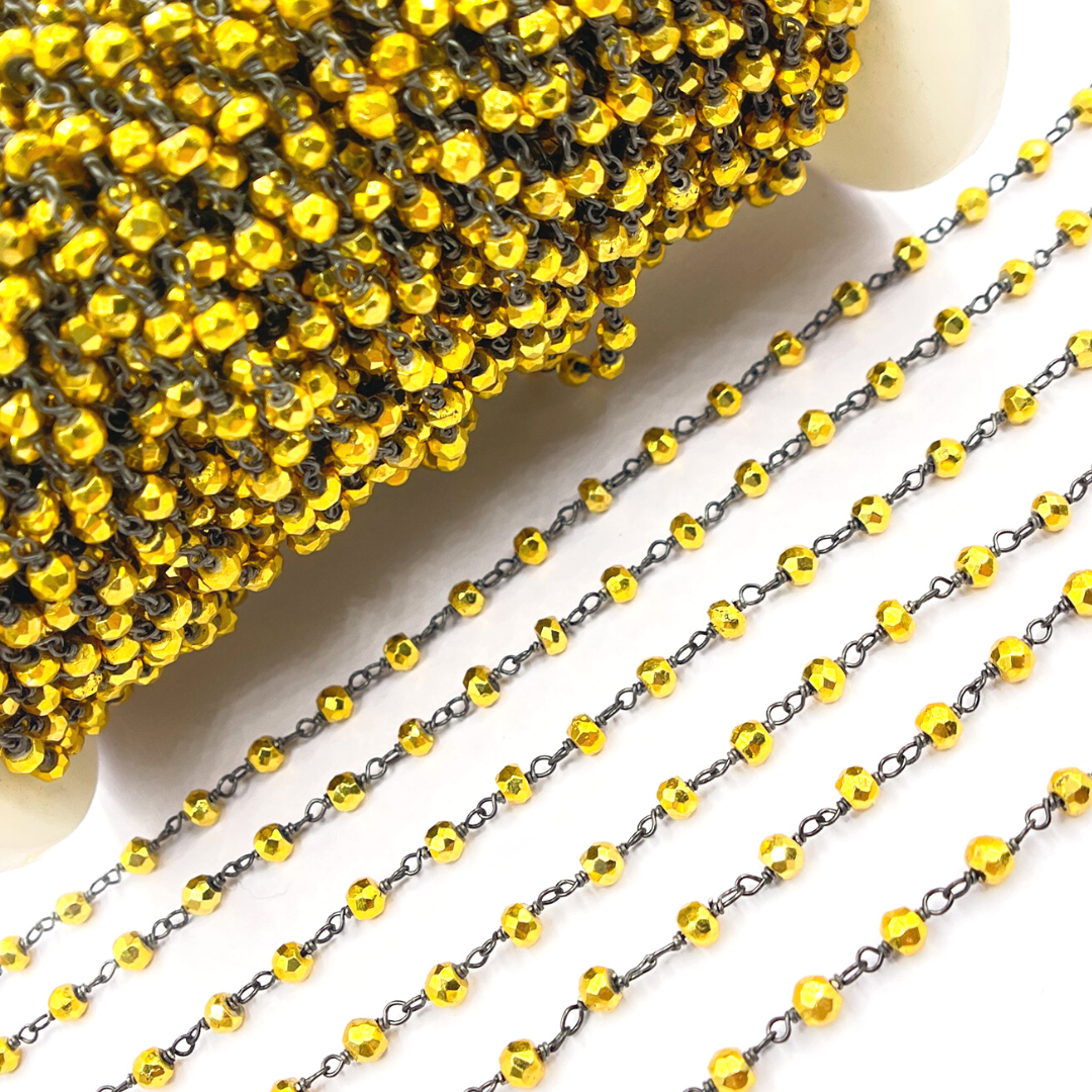 Gold Coated Pyrite Wire Chain. PYR34