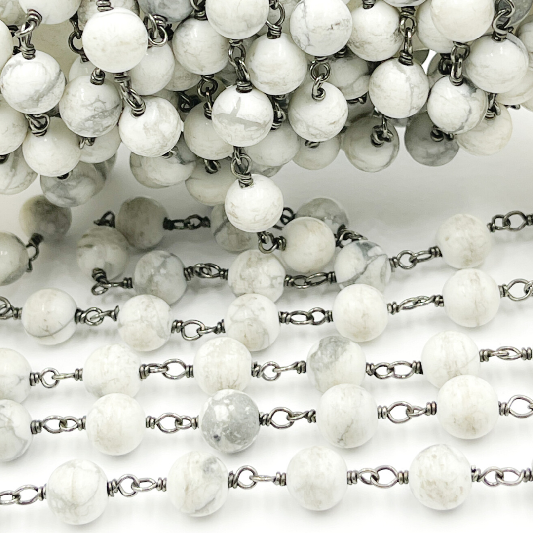 Howlite Gemstone Round Shape Chain.