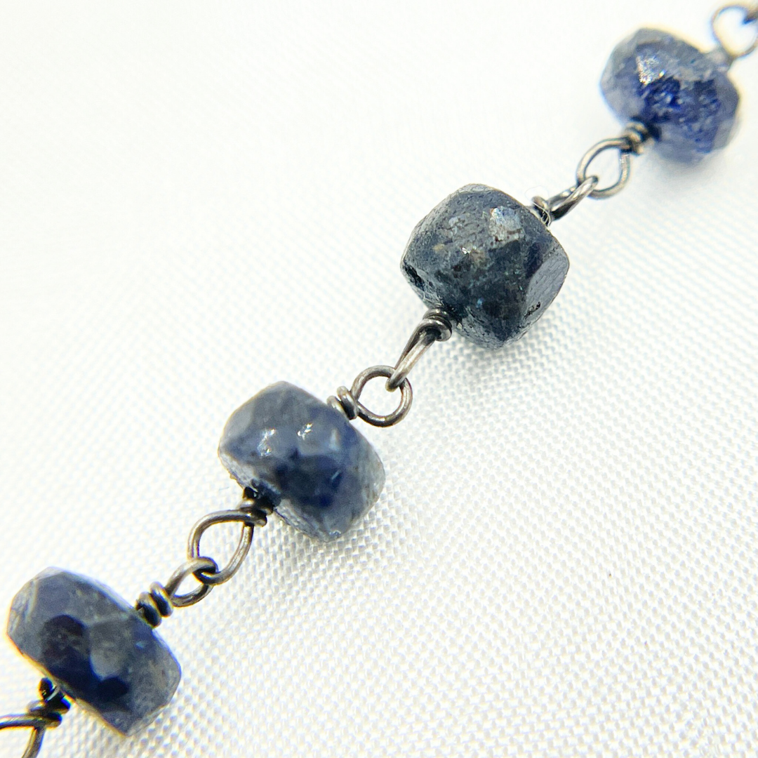 Dyed Blue Sapphire Oxidized Wire Chain. DYS2