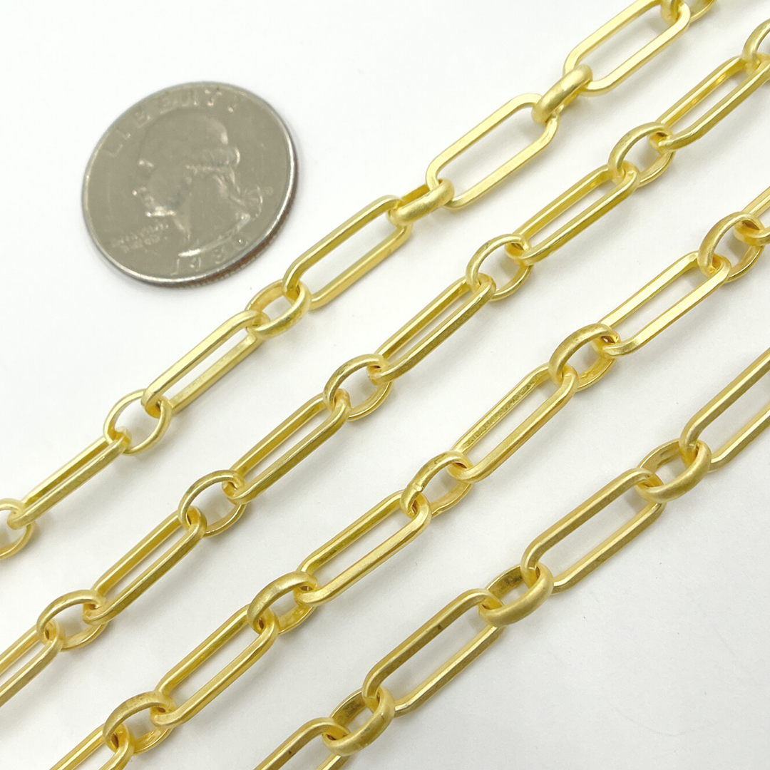 Gold Plated Matt Sterling Silver Long & Short Link Chain