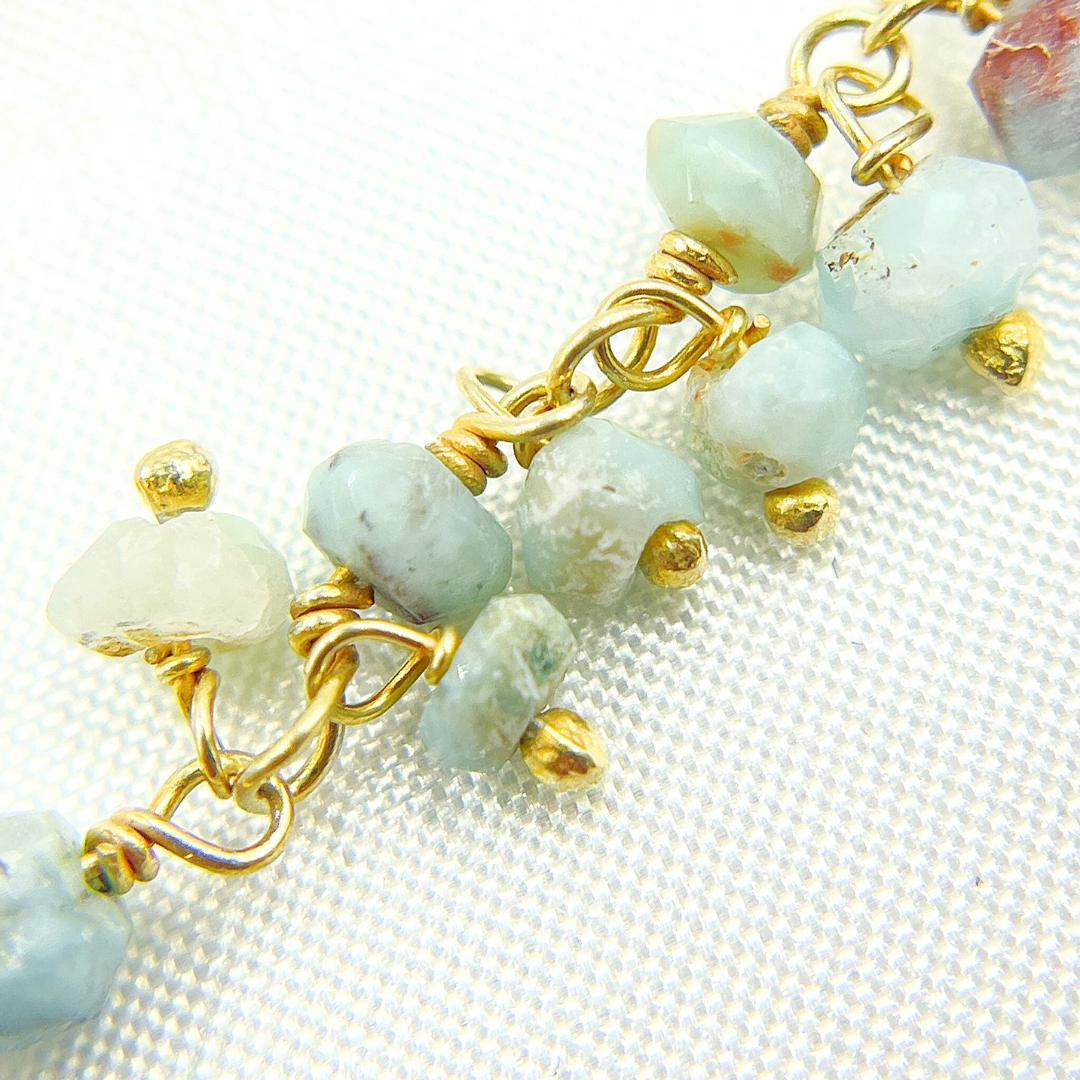 Larimar Cluster Dangle Gold Plated Wire Chain