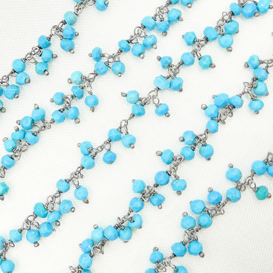 Turquoise Cluster Dangle 3.5mm Oxidized Wire Chain