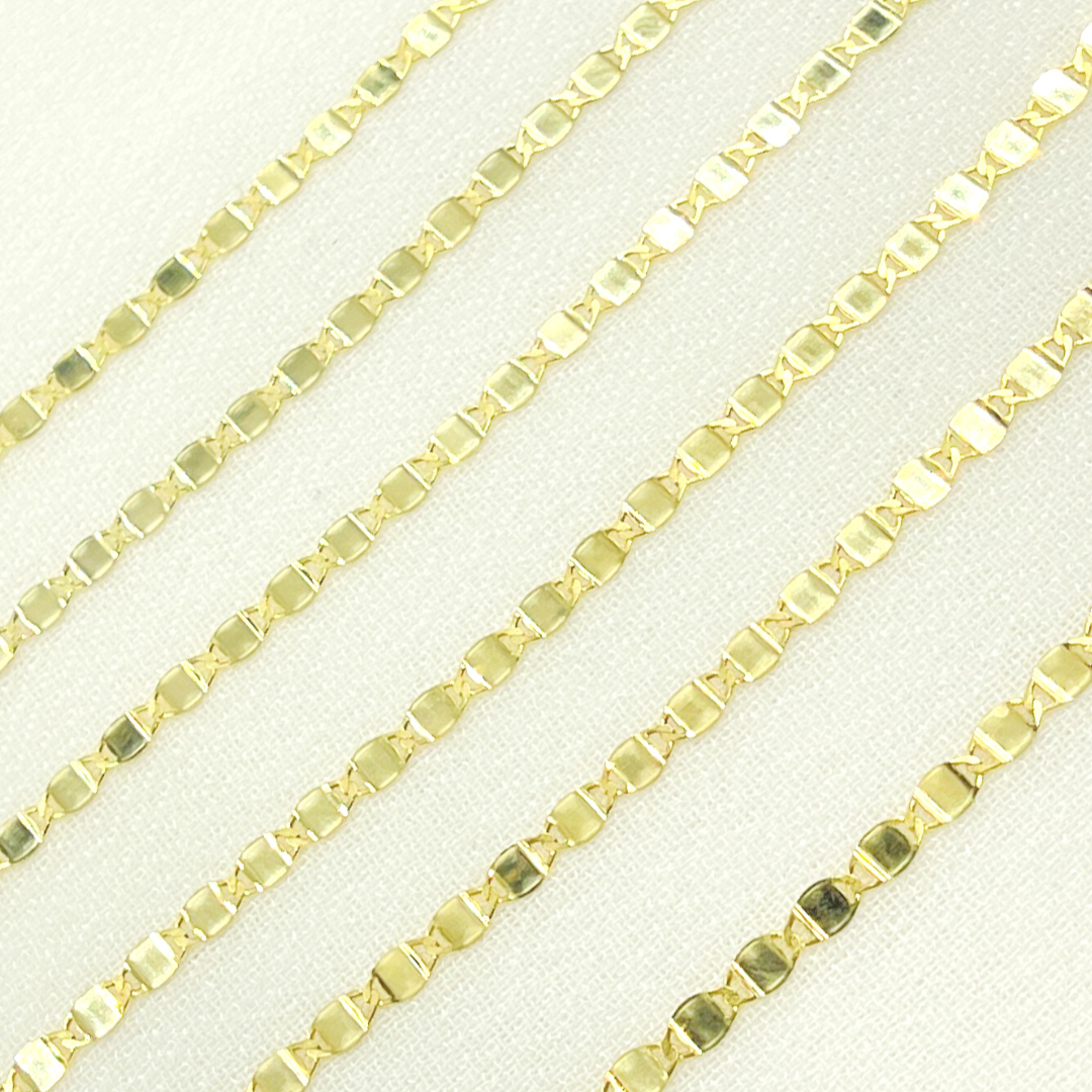 14K Solid Yellow Gold Mirror Marina Link Chain