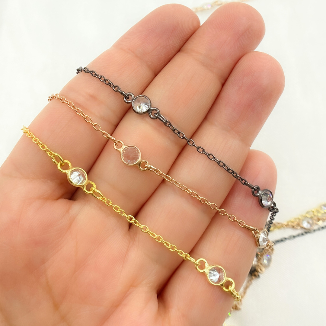 Cubic Zirconia Round Shape Connected Chain. CZ62