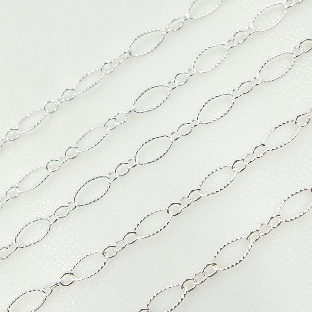 925 Sterling Silver Twisted Oval and Round Link Chain. 738TWSS