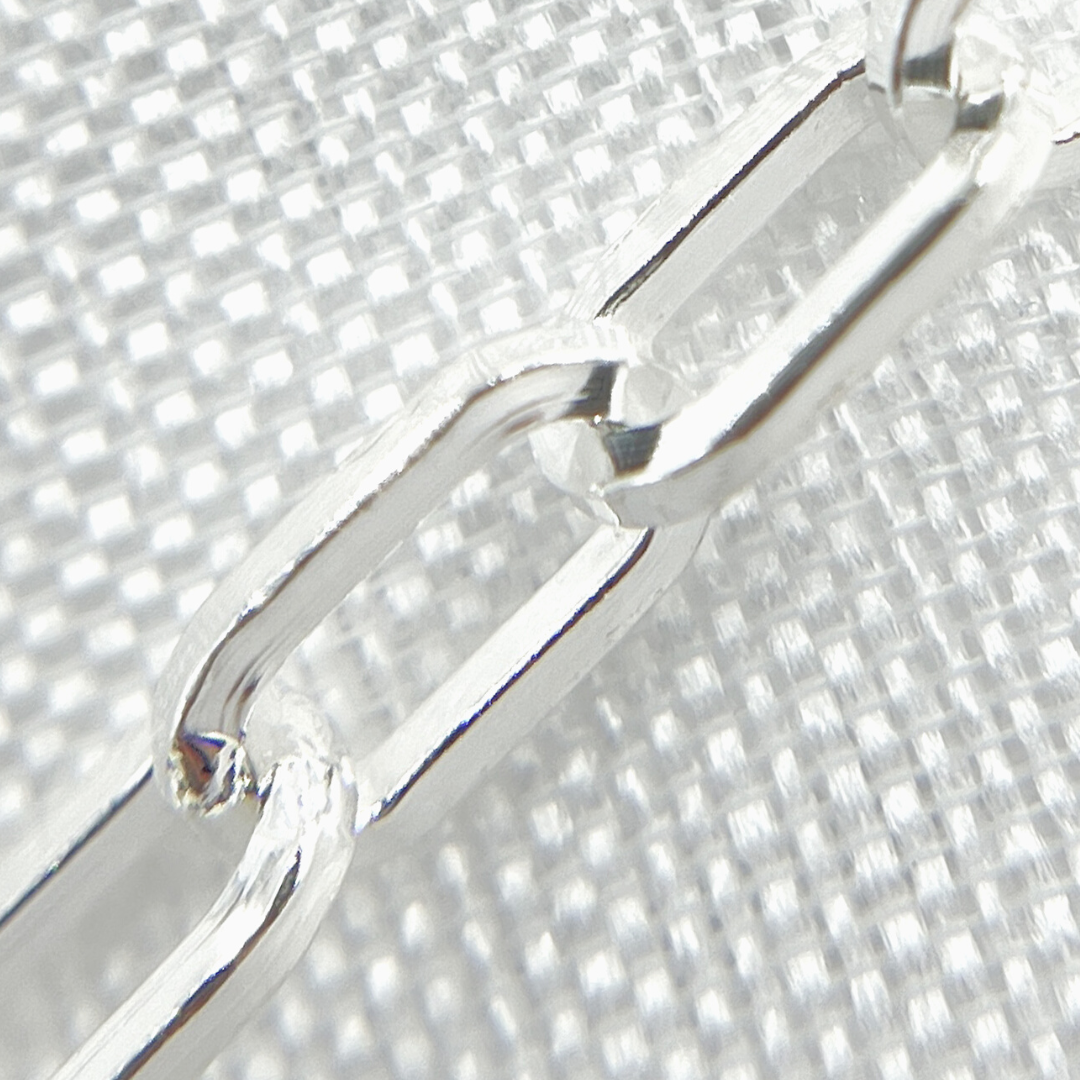 Sterling Silver Hollow Flat Paperclip Link Chain