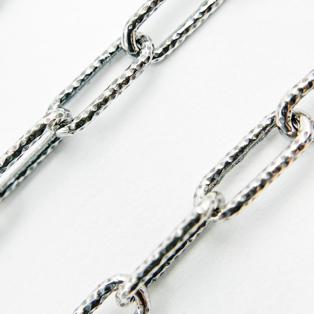 Oxidized Sterling Silver Diamond Cut Paperclip Chain